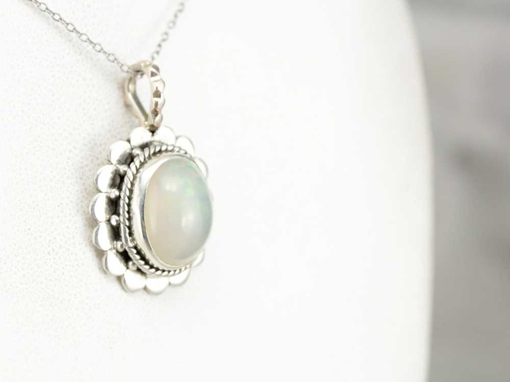 Sterling Silver Opal Cabochon Pendant - image 4