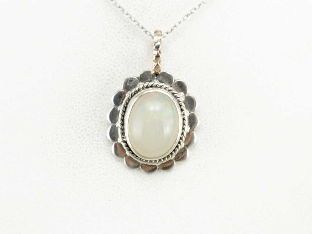 Sterling Silver Opal Cabochon Pendant - image 5