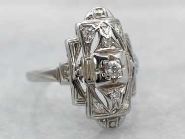 Early Retro Era Diamond Dinner Ring - image 1