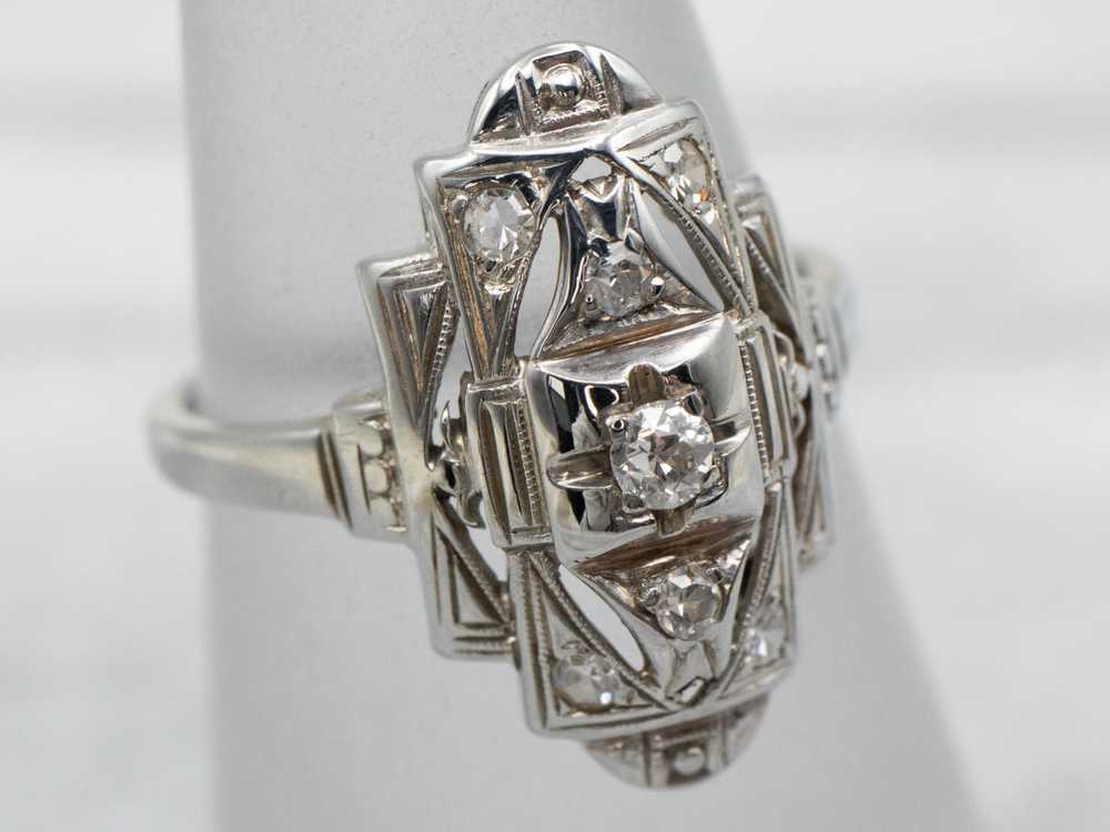 Early Retro Era Diamond Dinner Ring - image 3