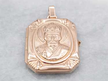 Antique Rose Gold Saint Nicholas Locket - image 1