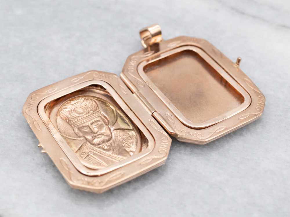 Antique Rose Gold Saint Nicholas Locket - image 3