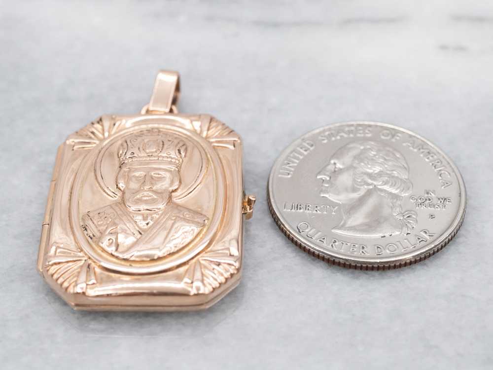 Antique Rose Gold Saint Nicholas Locket - image 4