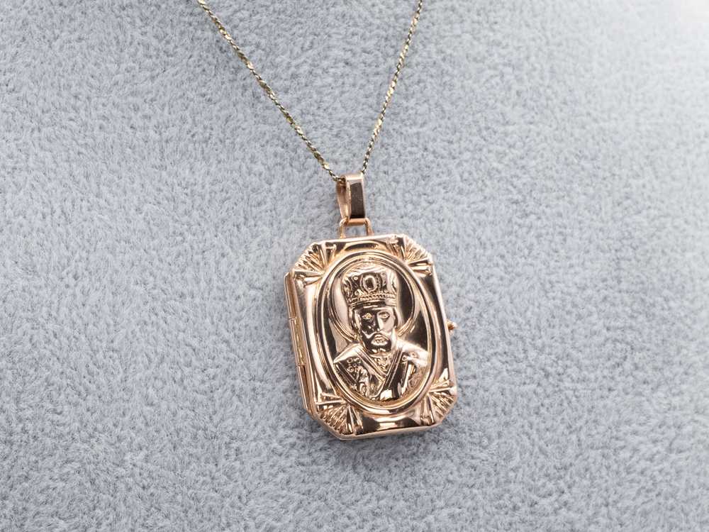 Antique Rose Gold Saint Nicholas Locket - image 5