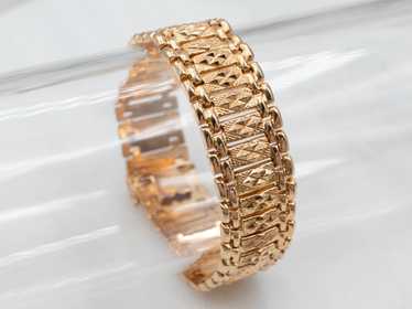 Textured Rose Gold Panel Link Bracelet - image 1