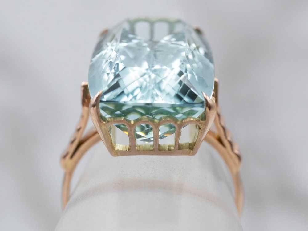 Vintage Aquamarine Cocktail Ring - image 4