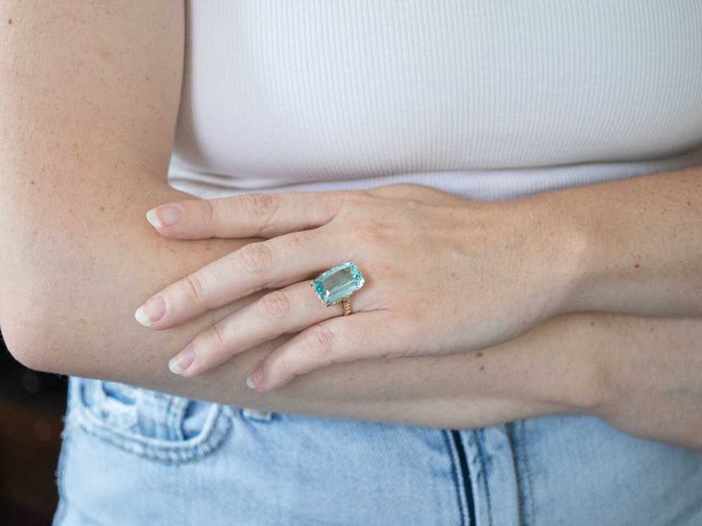 Vintage Aquamarine Cocktail Ring - image 5