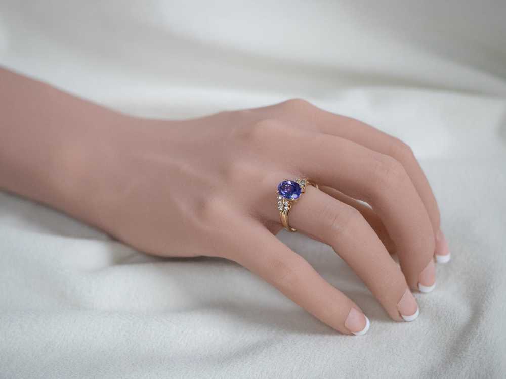 14K Yellow Gold Tanzanite Oval and Diamond Accent… - image 10