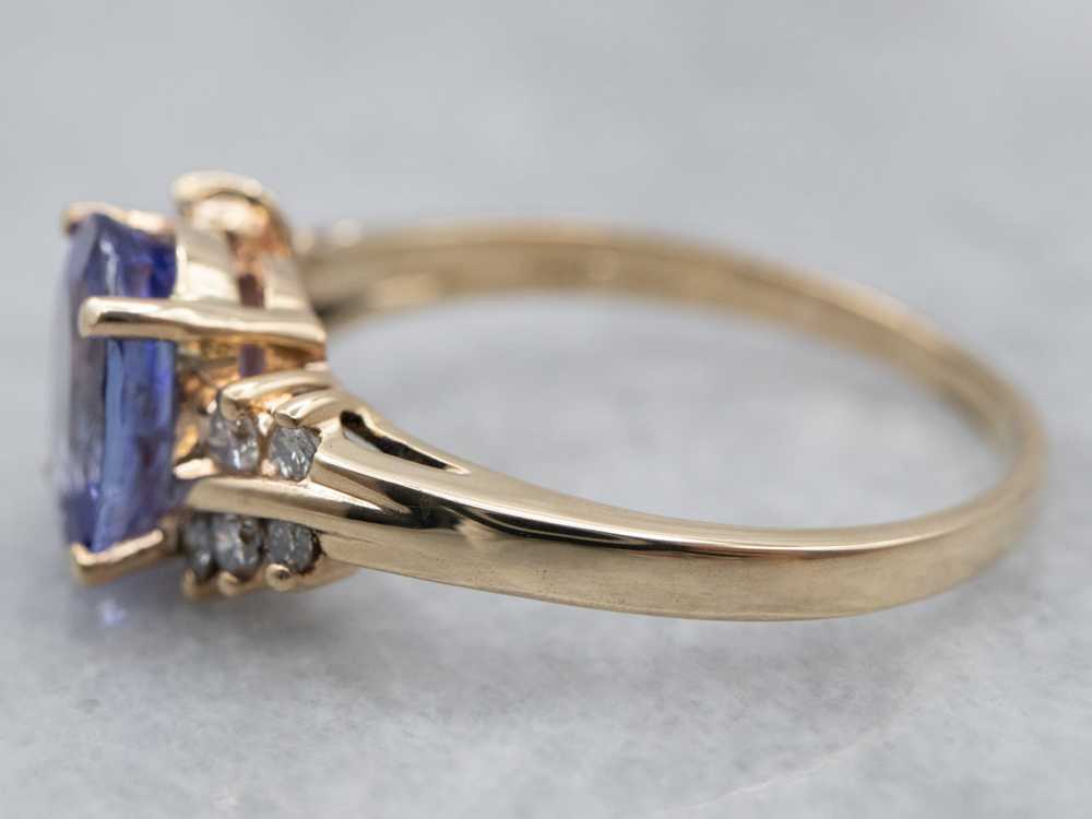 14K Yellow Gold Tanzanite Oval and Diamond Accent… - image 4