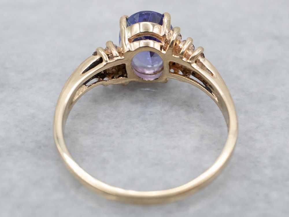 14K Yellow Gold Tanzanite Oval and Diamond Accent… - image 5