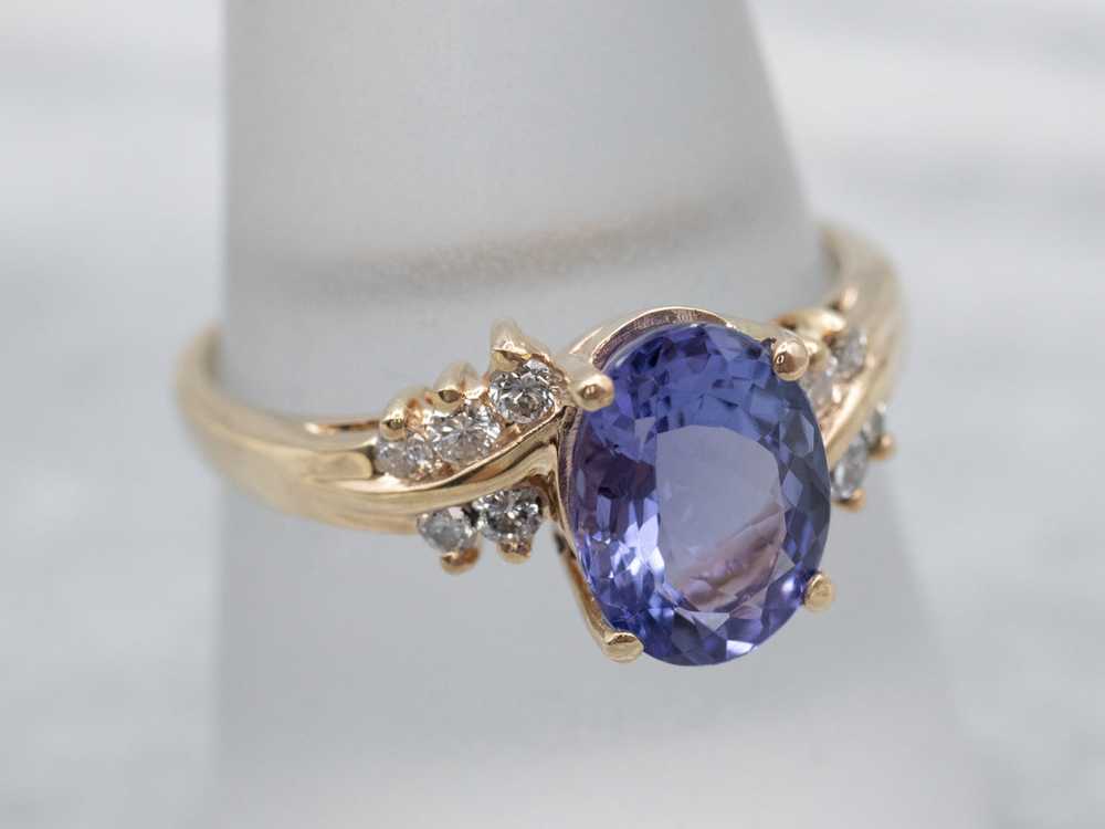 14K Yellow Gold Tanzanite Oval and Diamond Accent… - image 7