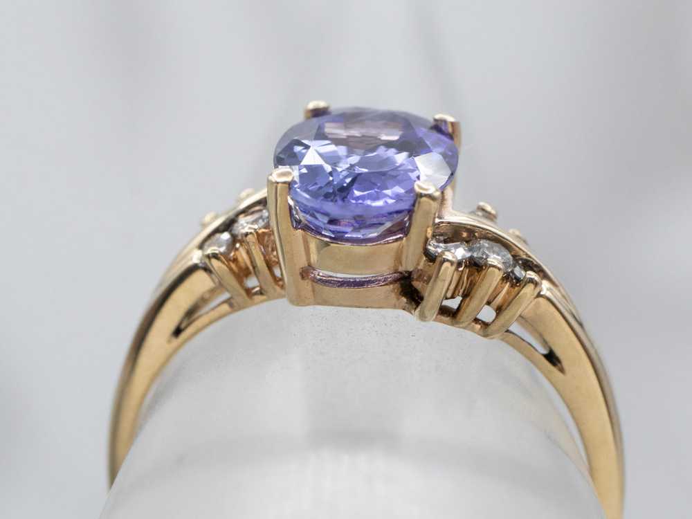 14K Yellow Gold Tanzanite Oval and Diamond Accent… - image 8