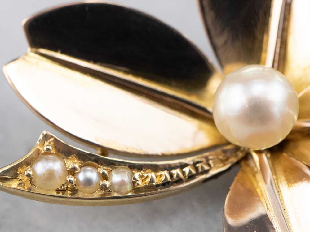 14K Yellow Gold Antique Pearl and Seed Pearl Clov… - image 8