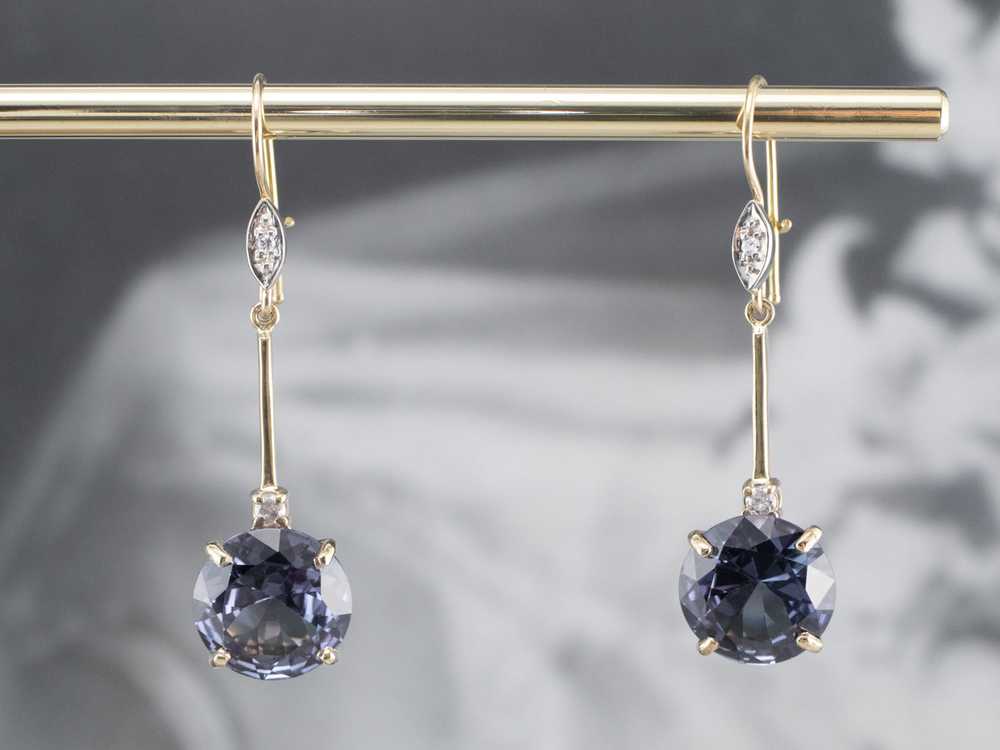 Synthetic Alexandrite Diamond Gold Drop Earrings - image 8