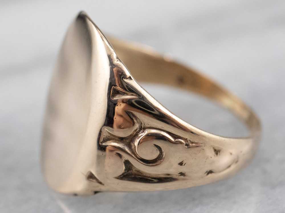 10K Rose Gold Vintage Scroll Shoulder Oval Top Si… - image 3