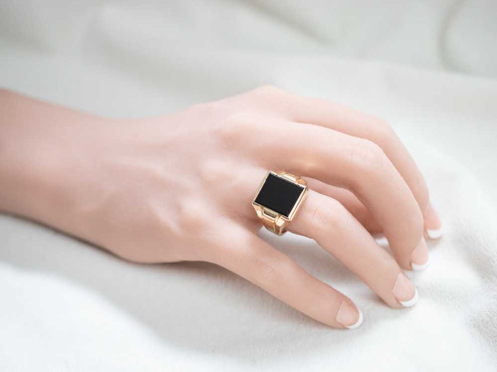 Classic Men's Black Onyx Statement Ring - image 10