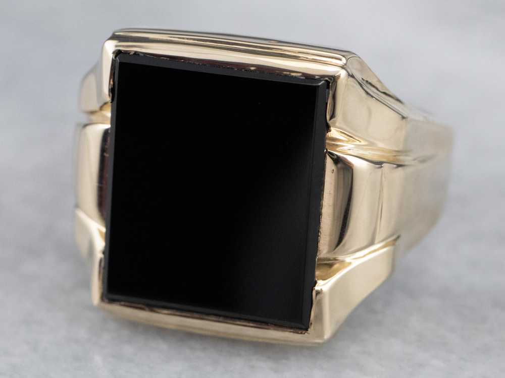 Classic Men's Black Onyx Statement Ring - image 1