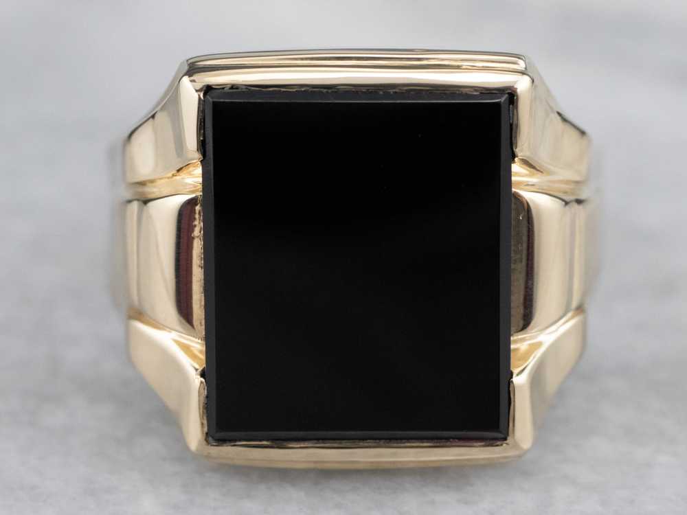 Classic Men's Black Onyx Statement Ring - image 2