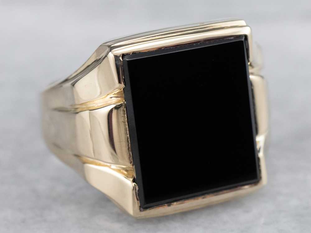 Classic Men's Black Onyx Statement Ring - image 3