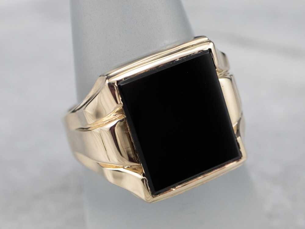 Classic Men's Black Onyx Statement Ring - image 7