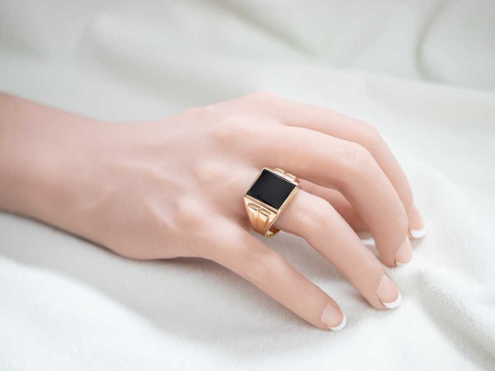 Classic Vintage Black Onyx Statement Ring - image 10