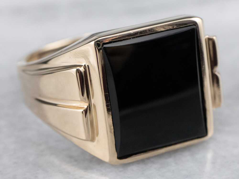 Classic Vintage Black Onyx Statement Ring - image 2