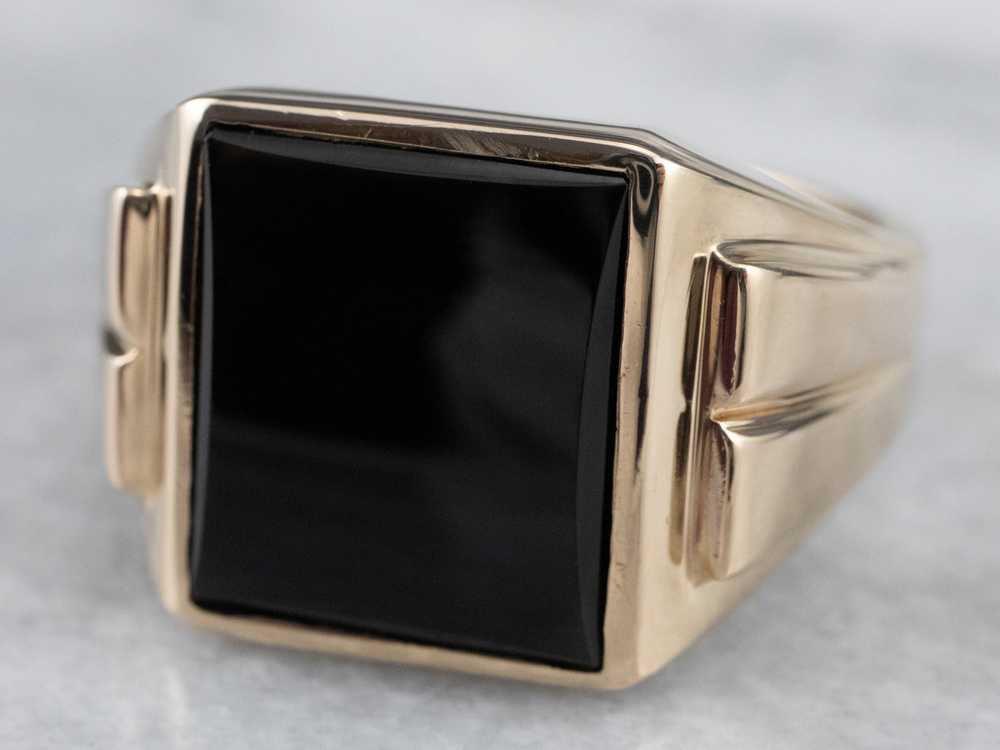 Classic Vintage Black Onyx Statement Ring - image 3