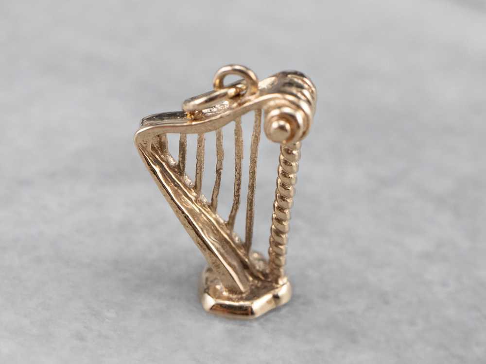 10K Gold Music Harp Charm - image 1