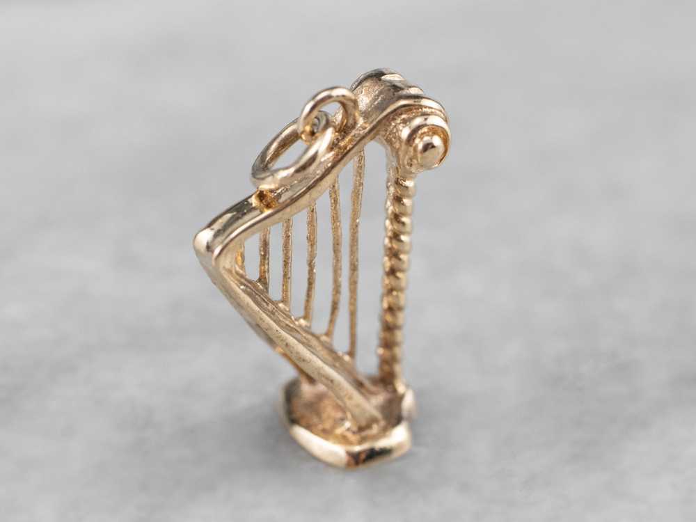 10K Gold Music Harp Charm - image 2