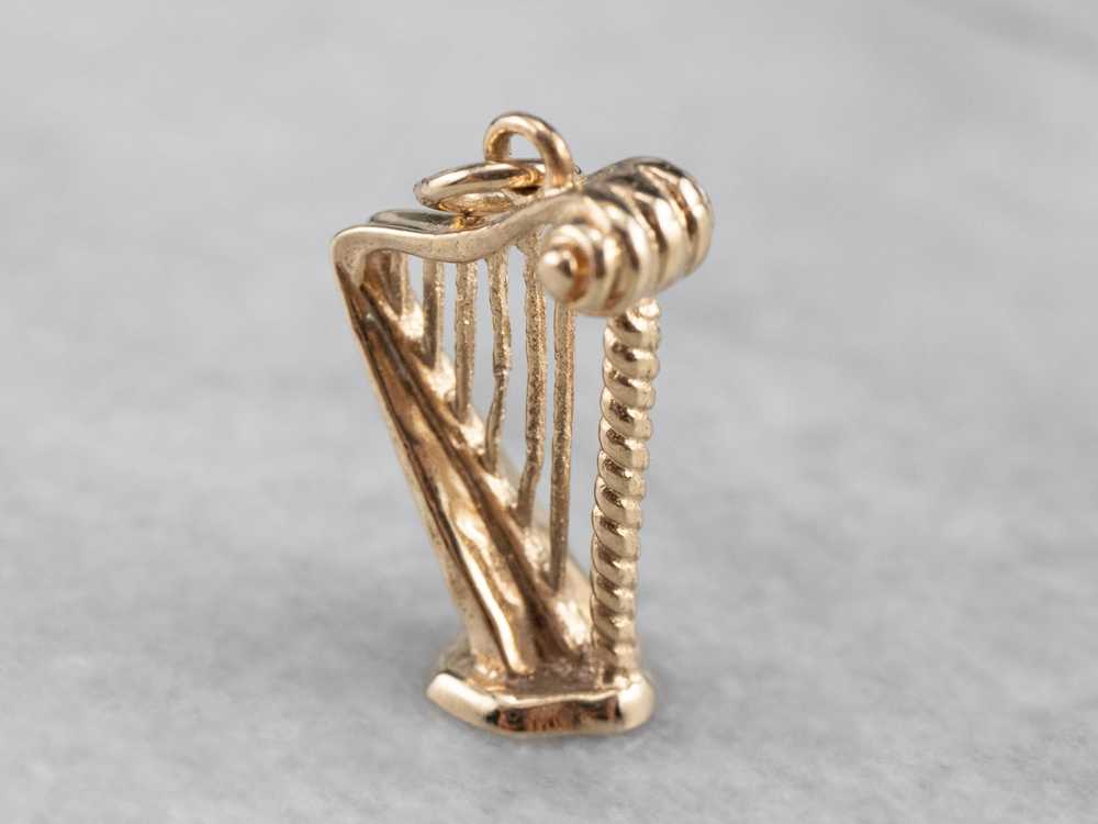 10K Gold Music Harp Charm - image 3