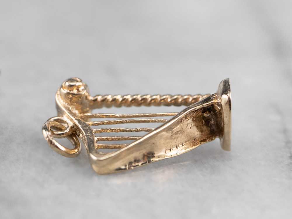 10K Gold Music Harp Charm - image 5