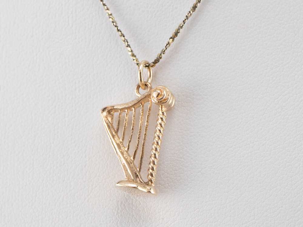 10K Gold Music Harp Charm - image 8