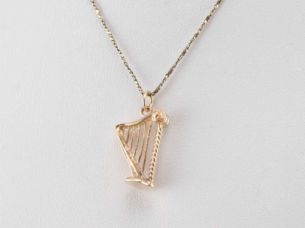 10K Gold Music Harp Charm - image 9