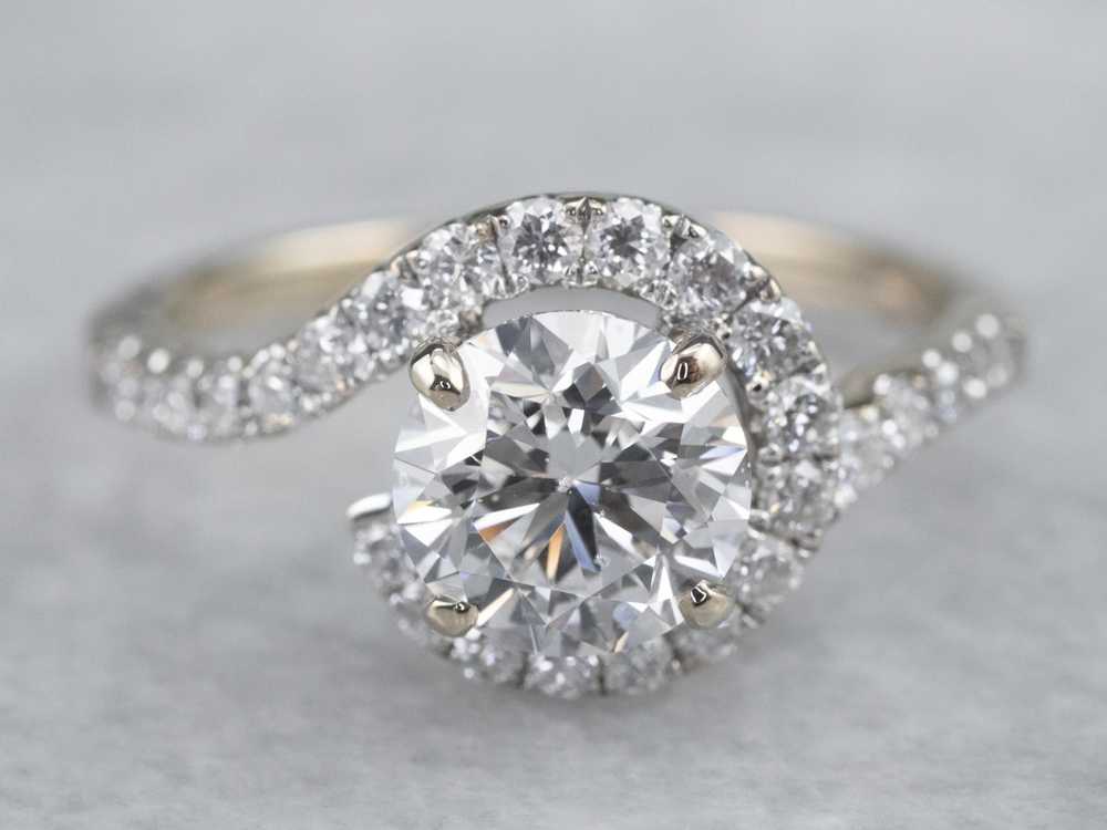 Modern GIA Round Brilliant Diamond Bypass Engagem… - image 1