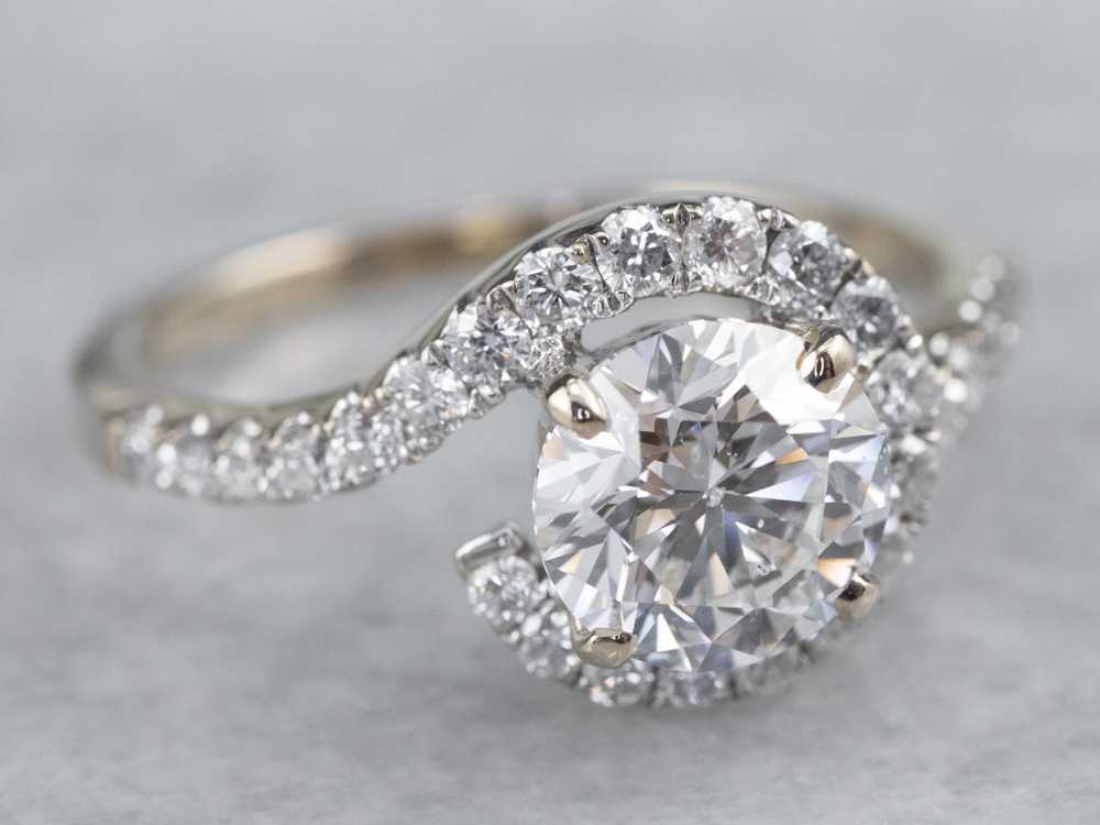 Modern GIA Round Brilliant Diamond Bypass Engagem… - image 2