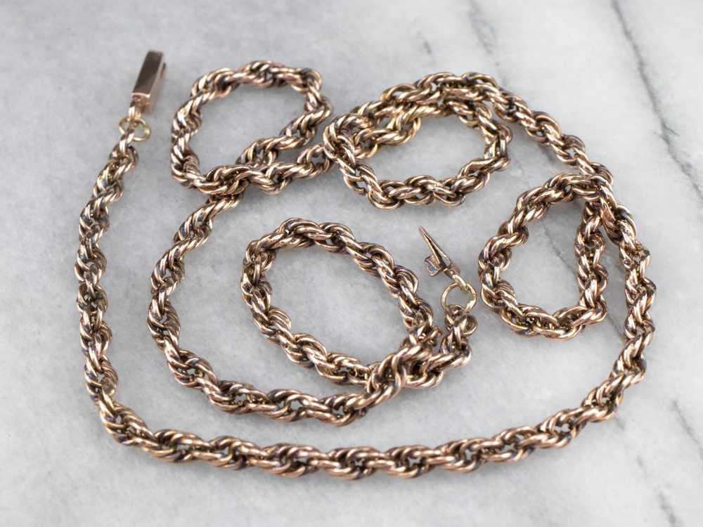 Thick Rose Gold Rope Chain Necklace - image 2