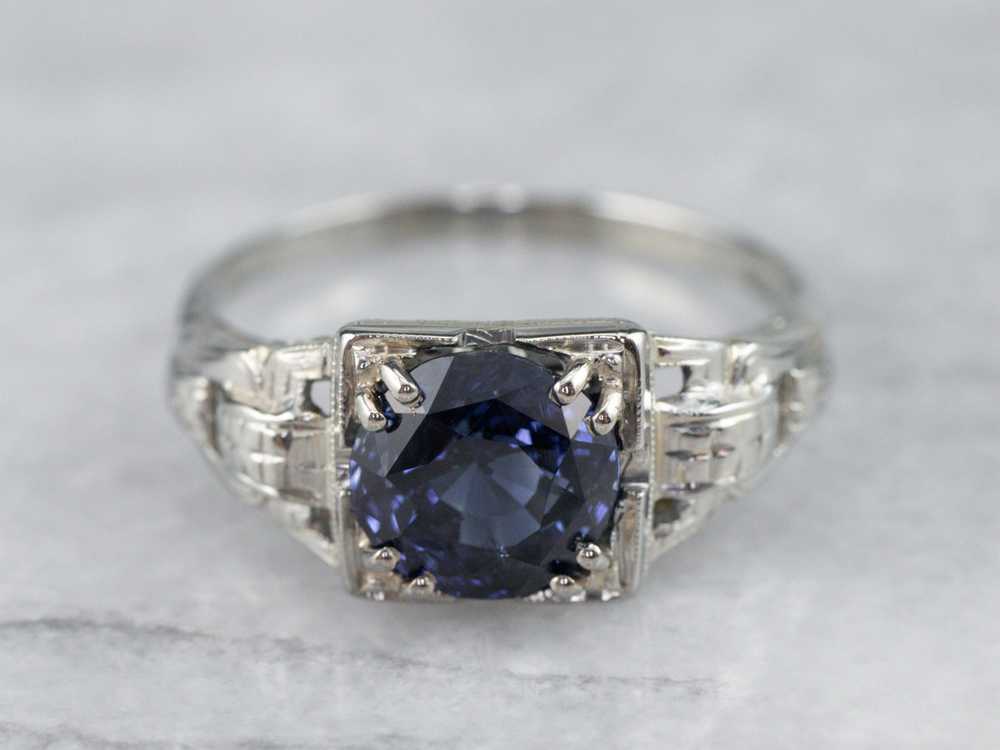 Late Art Deco Sapphire 18K Gold Ring - image 1