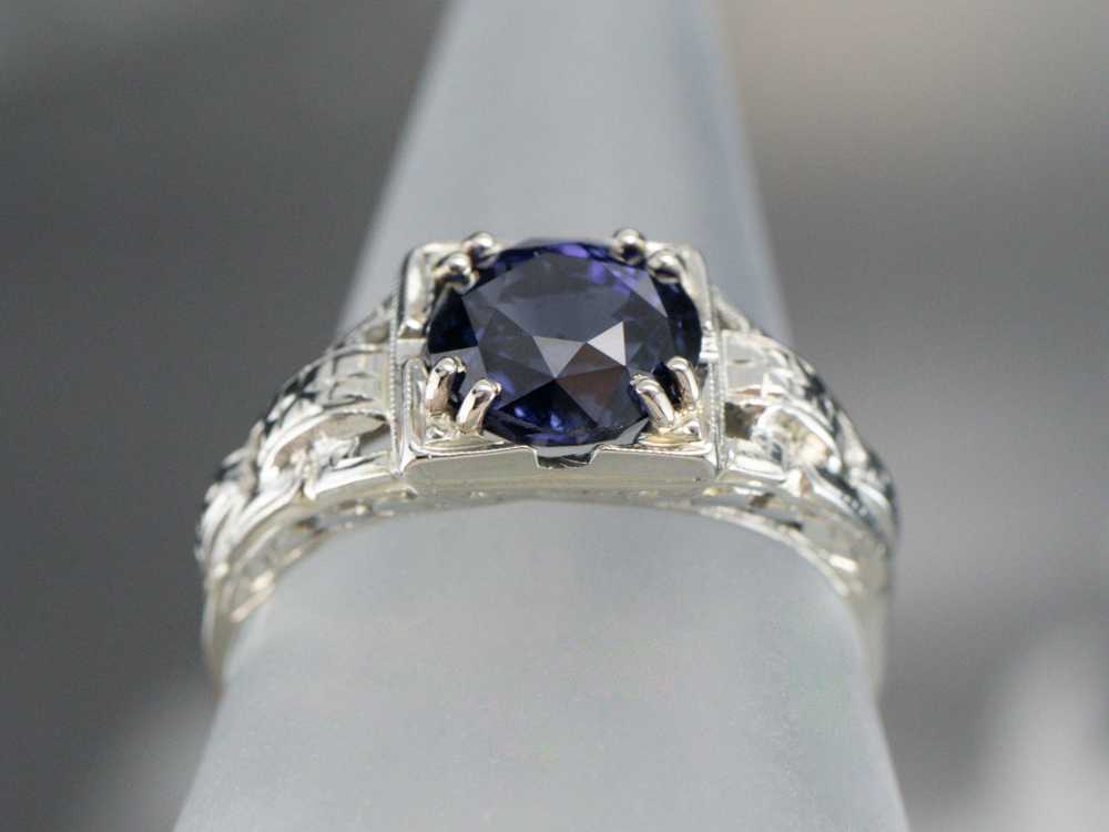 Late Art Deco Sapphire 18K Gold Ring - image 7