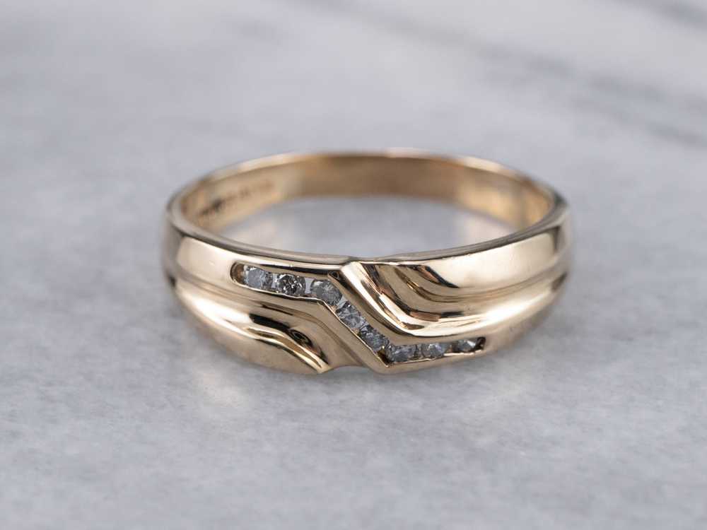 Modernist Channel Set Diamond Band - image 1