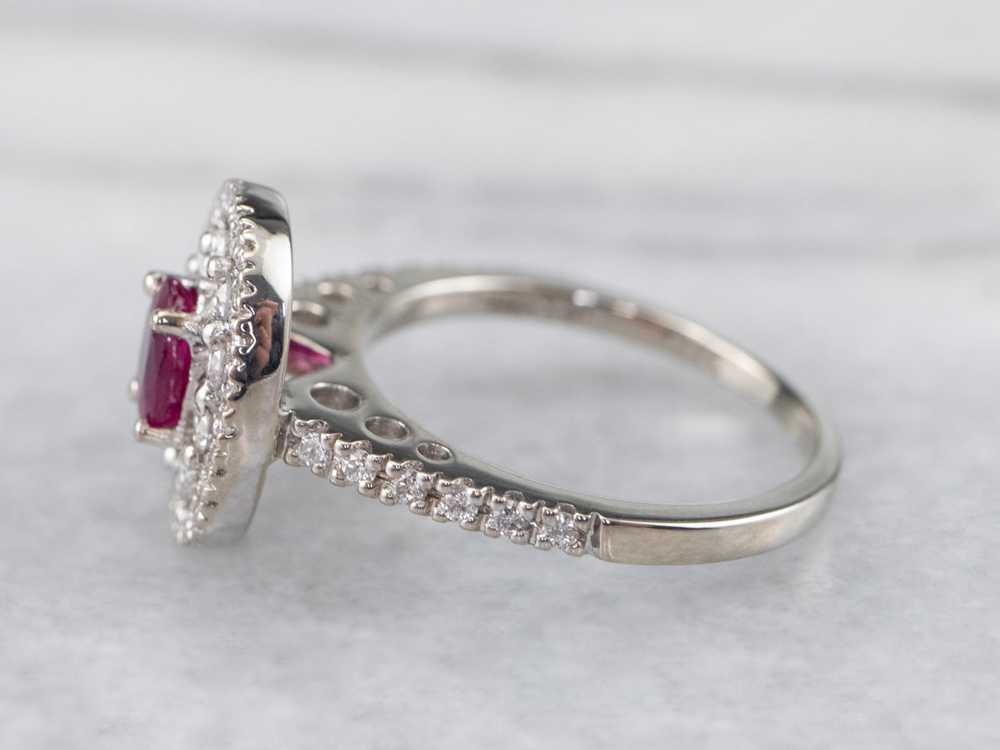 Ruby Double Diamond Halo Ring - image 4