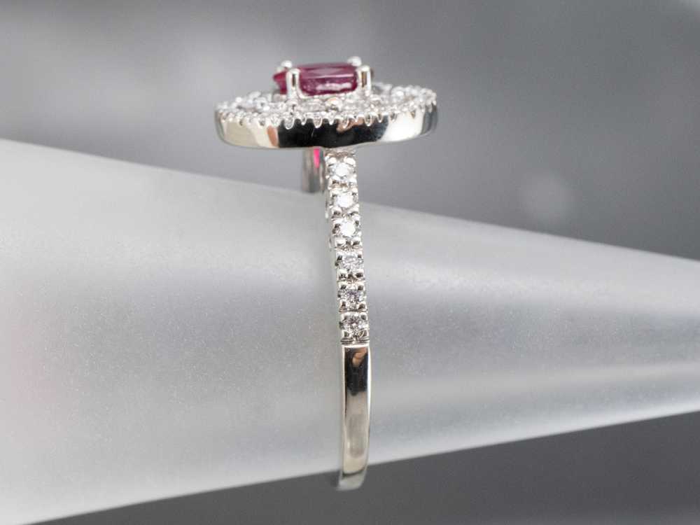 Ruby Double Diamond Halo Ring - image 9