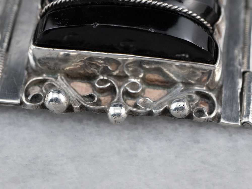 Taxco Mexican Sterling Silver Black Onyx Bracelet - image 10