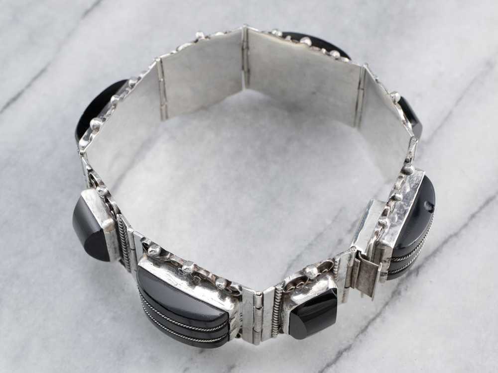 Taxco Mexican Sterling Silver Black Onyx Bracelet - image 3