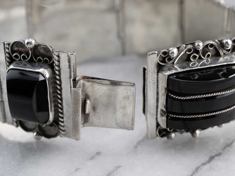 Taxco Mexican Sterling Silver Black Onyx Bracelet - image 5