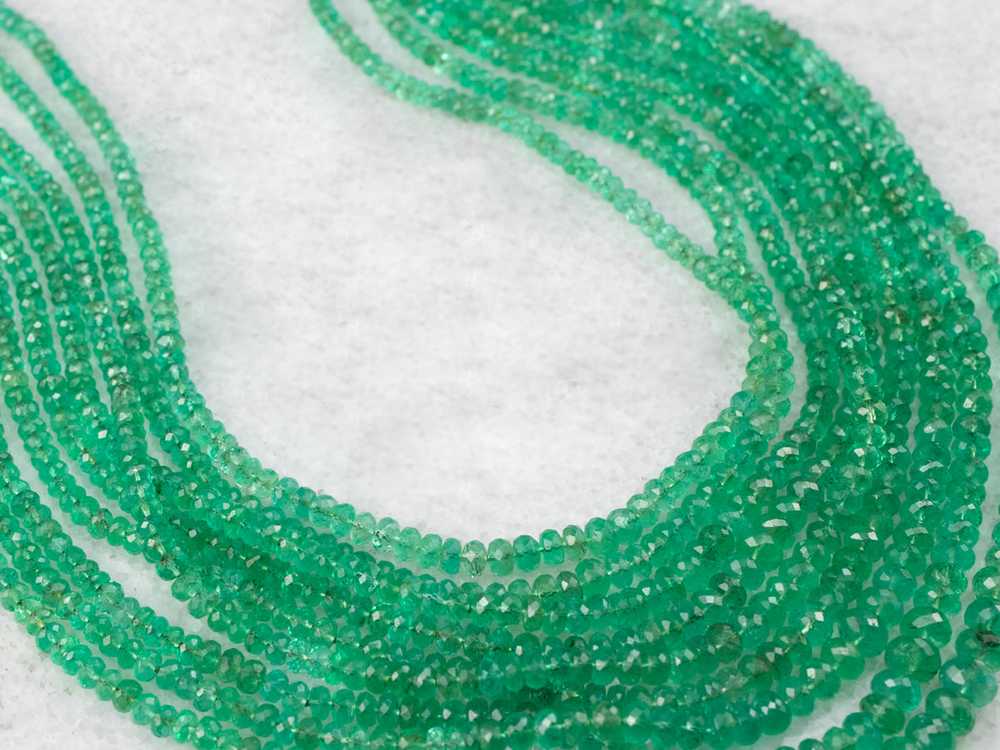 High Quality Beaded Emerald Necklace with Platinu… - image 3