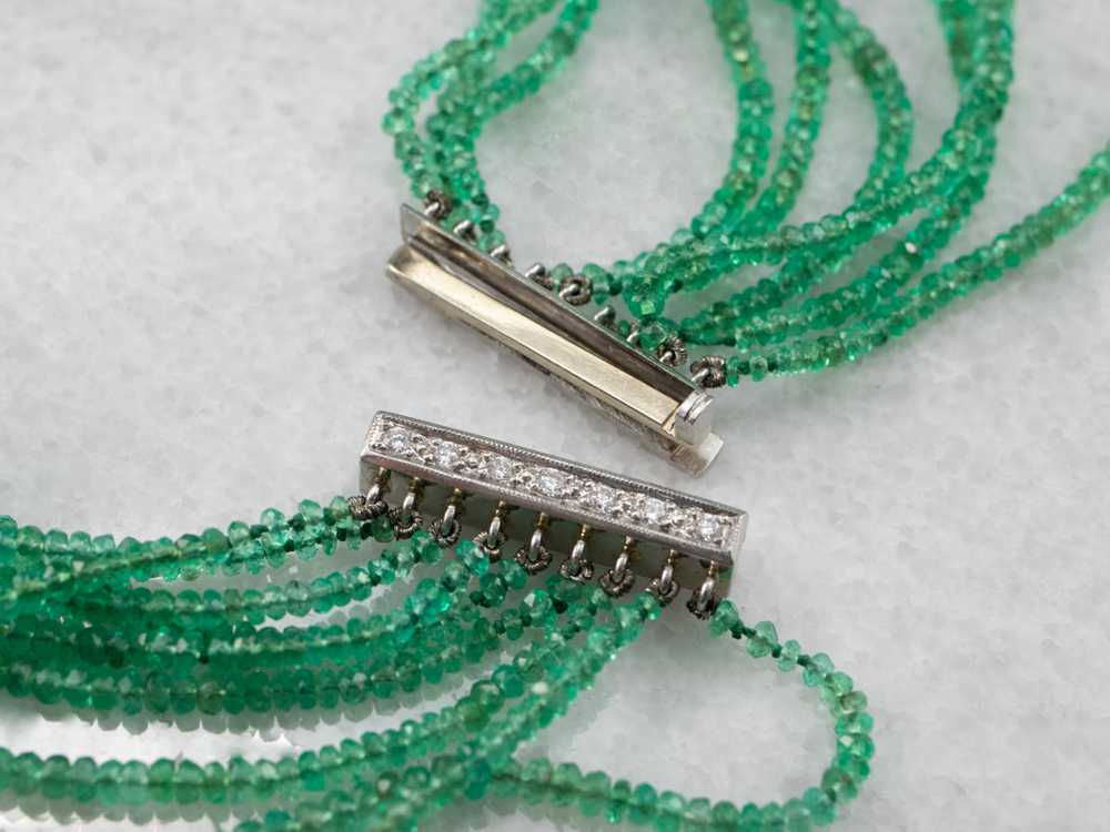 High Quality Beaded Emerald Necklace with Platinu… - image 6