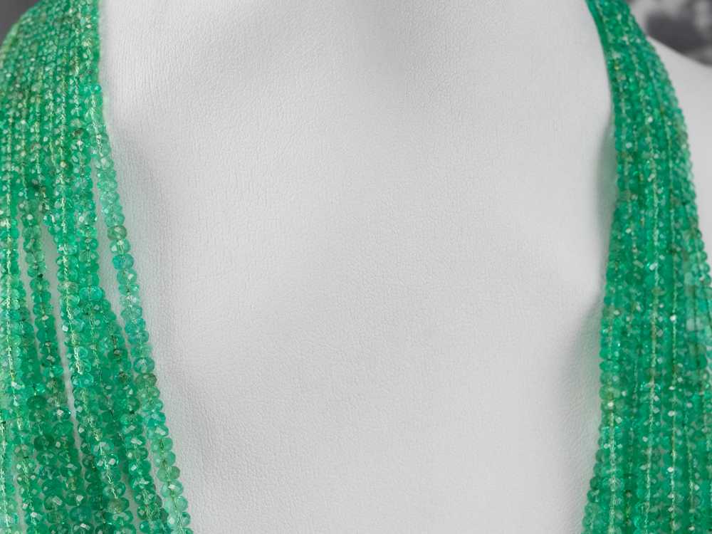 High Quality Beaded Emerald Necklace with Platinu… - image 7