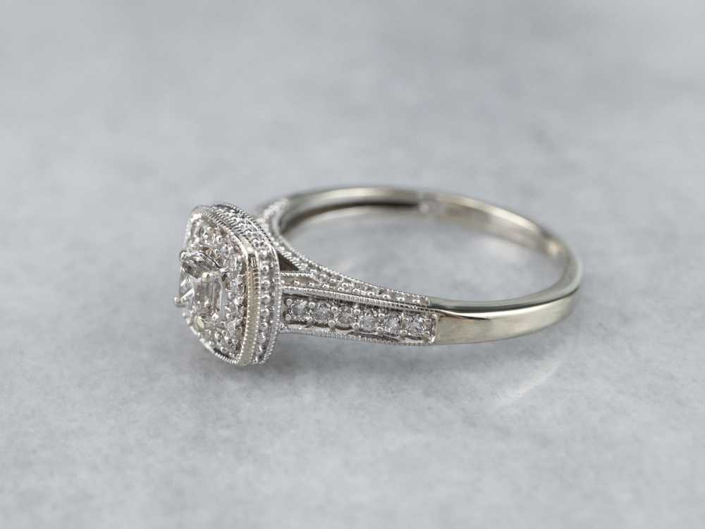 Modern Princess Cut Diamond Halo Engagement Ring - image 4