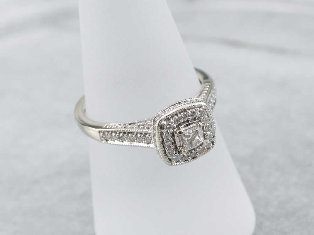 Modern Princess Cut Diamond Halo Engagement Ring - image 7