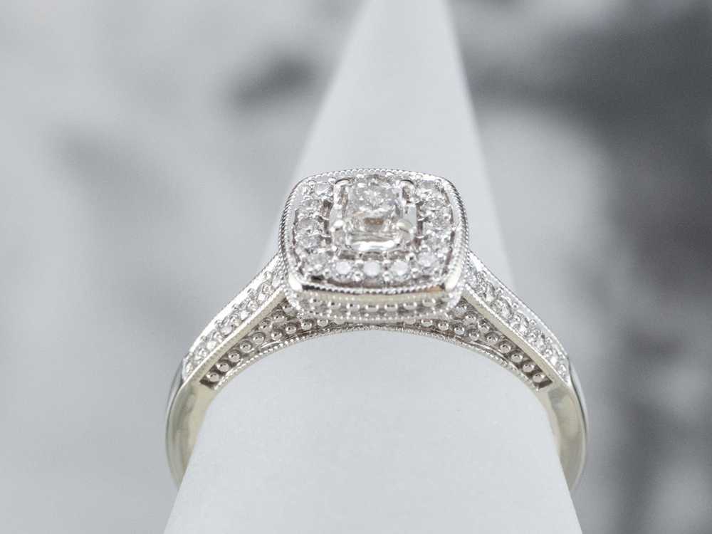 Modern Princess Cut Diamond Halo Engagement Ring - image 8